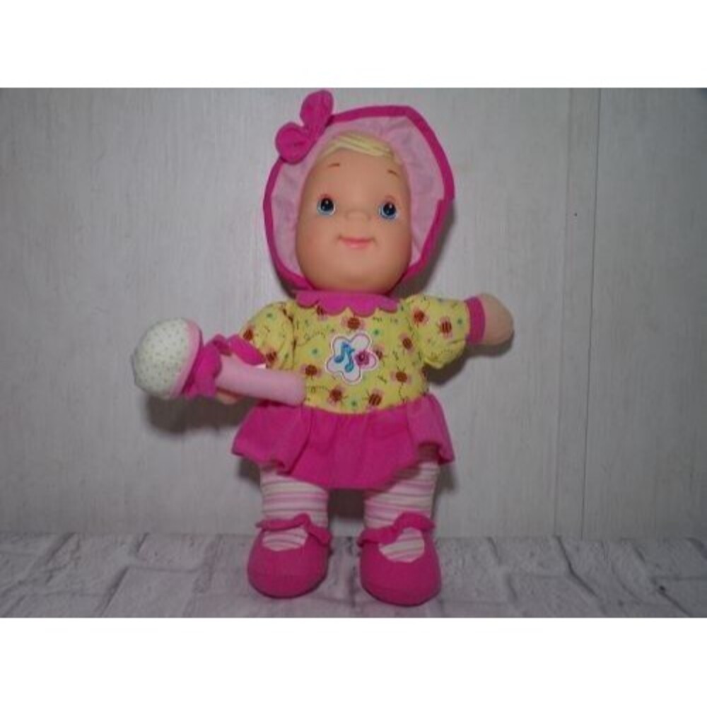 Goldberger Babys First Playtime Baby Doll Sings Rattle 13" Pat A Cake Ring Rosie